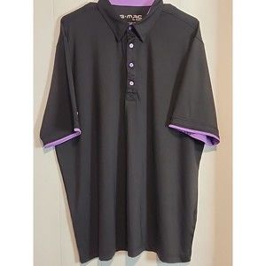 G. MAC  By Kartel Polo Golf Short Sleeve Black/Purple Trim Shirt Size XL
